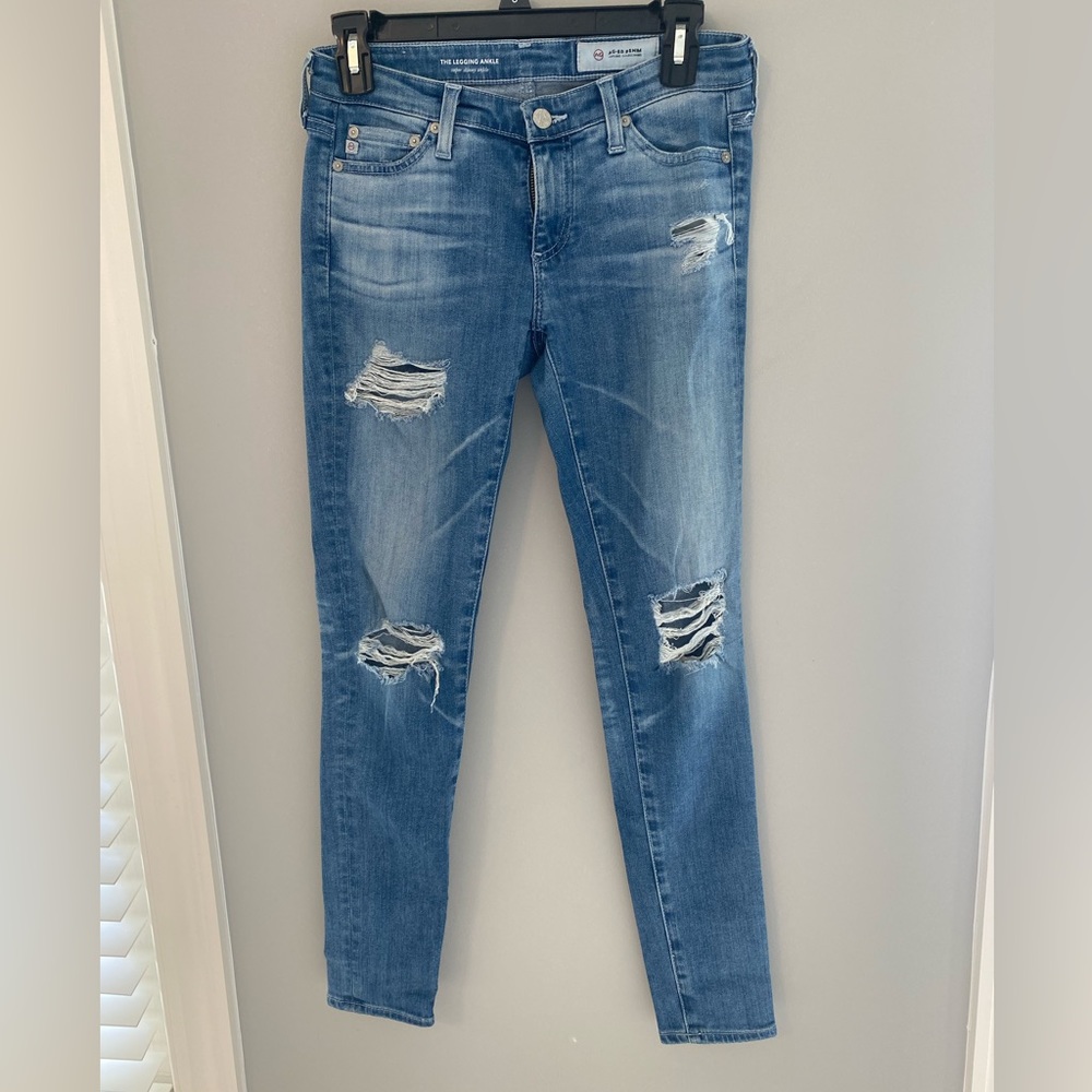 AG Distressed Skinny Jeans 25